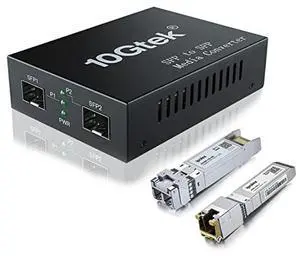 ipolex 10G SFP+ to SFP+ Fiber Media Converter - 10G OEO Converter, Includes SFP+ SR Module and 10GBase-T Cooper Module, Supports Multi Mode LC Fiber and CAT.6a/7, Transmission up to 300-m, Pack of 2