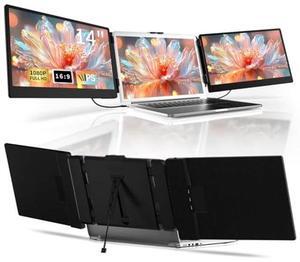 Laptop Screen Extender Monitor Portable - 14 Inch FHD 1080P IPS Laptop Monitor Extender Plug & Play External Triple Monitor for 13"-17" Laptops Compatible with Mac Windows Linux Chrome