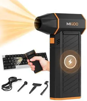 MKIOO Compressed Air Duster, 180000RPM Electric Air Duster, 3-Gear Adjustable Turbo Fan, Jet Dry Blower for Pc, Car, Keyboard Cleaning, mini Turbo Snow Blower