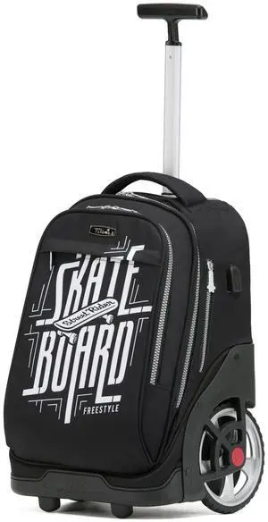 NEW TILAMI Rolling Backpack 19 inch Teens Rolling Backpack Cute Wheeled Computer Laptop Backpack Bookbag Roller Travel Bag College, Skate Board
