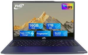 15.6" FHD 16GB RAM 1TB SSD Student Laptop, Intel Pentium Quad-Core N100 (Beat to i3-1115G4, Up to 3.4GHz),Backlit Keyboard, 65W Type C, WiFi 6, BT5.2, Long Baterty Life, Win 11