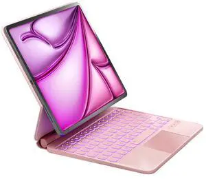 NOKBABO for iPad Air 11 inch case with Keyboard 2024 (M2), Magic-Stand, 7-Color Backlit, Magic Keyboard for iPad Pro 11 (4th/3rd/2nd/1st) & iPad Air 10.9 inch 6th/5th/4th - Light Pink