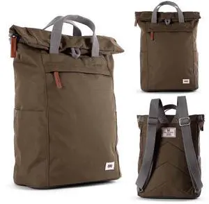 ORI LONDON Rolltop Backpack - Medium Travel Backpack with Lots of Pockets for Men & Women - The Finchley, Moss