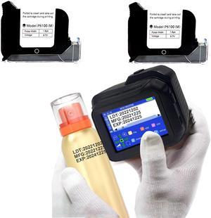 Phezer A Set PC98 Mini Inkjet Printer for Any Surface, with 2 Pcs Original Solvent Ink Cartridge (Black)