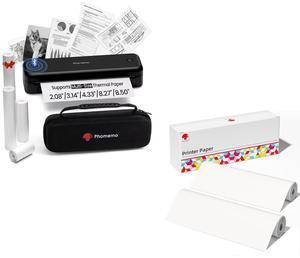 Phomemo Portable Printer Wireless for Travel M834 Printer Set [Upgraded] +2 Roll 8.5'' x 11'' Thermal Paper