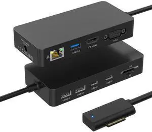 New MS Dock 2, 11 in 1 Docking Station with 4K@60HZ HDMI+VGA,Ethernet,USB-C/USB-A,SD/TF, for Pro 10/9/8/X/7/6/5/4/3, Laptop Go, Laptop 6-1, Book