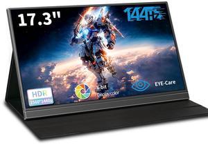 StarXnDa Portable Gaming Monitor 144hz,17.3'' 2560 * 1440p Portable Monitor 250cd/m2 IPS HDMI Type-c Port Speakers vesa Wall Mount Portable Screen for Laptop PC Mac Switch PS5/4 Xbox