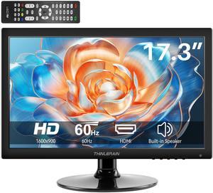 Thinlerian 17.3 Inch Computer Monitor, HD 1600x900 Display, HDMI VGA Monitor, Build-in Speakers, 60Hz, 5Ms, VESA Mountable, PC Monitor, Black