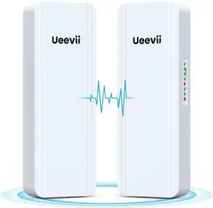 2.4G & 5G Dual Band Wireless Bridge, IP65 Outdoor Point to Point WiFi Bridge CPE with 2 1000Mbps RJ45 Port,16dBi High-Gain Antenna, 5KM Long Range, 24V PoE Power, for Barn Shop Garage