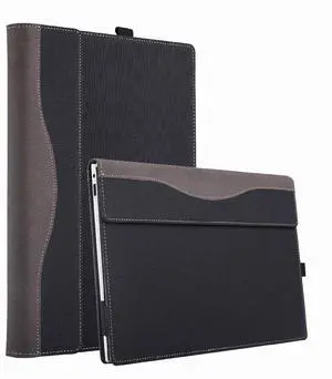 Laptop Case for Microsoft Surface Laptop 7 15" (2024 Released), Detachable Notebook Sleeve, Computer Bag Protective Cover PU Shell with Heat Dissipation Hole (Dark Grey)