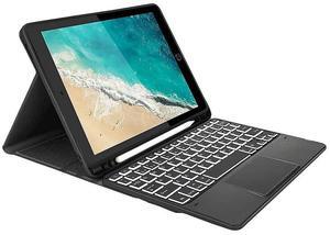SaharaCase Protection Bluetooth Keyboard Case with Mouse Pad for Apple iPad 10.2 Inch (9th Generation 2021) [Shockproof Bumper] Heavy Duty Rugged Protection Antislip Integrated Kickstand - Black