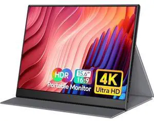Yxk 4K Portable Monitor 15.6" 3840x2160 UHD USB-C HDMI Laptop Monitor, 100% RGB IPS Computer Gaming Display HDR Travel Monitor w/Speakers & Smart Cover for Laptop Xbox PS5 Switch PC Phone