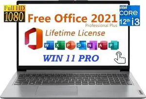 Lenovo Ideapad 1i Laptop for Business & Student,15.6" FHD Touchscreen, Intel Core i3-1215U, Windows 11 Pro, with Lifetime Office 2021,Webcam,WiFi 6,Type C,Cloud Gray (16GB RAM I 1TB SSD)...