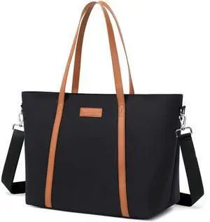 BUG Lightweight Women Laptop Tote Bag for Work, Casual Handbag for Travel Beach College Teacher Black