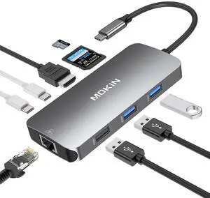 USB C Adapters for MacBook Pro/Air,Mac Dongle with 3 USB Port,USBC to HDMI, RJ45 Ethernet, 9 in 1 USB C to HDMI Adapter,100W Pd Charging,SD/TF Card Reader USB Hub
