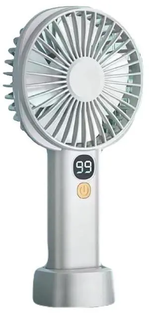 Vortex S-19 White Small Handy Convenient Wireless Rechargeable Powerful 5 speed levels Natural wind mode option Battery level indication standing fan with table dock (White)