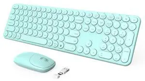 seenda Wireless Keyboard and Mouse, USB & Type C 2-in-1 Receiver, Full Size Green Wireless Keyboard Mouse Combo, Compatible for Windows 7/8/10/11, MacBook Pro/Air, Laptop, Desktop, PC - Mint Green