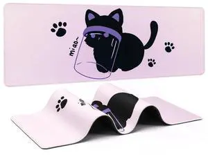 YUNZII Keynovo Gaming Mouse Pad, Large Mouse Pad, Non-Slip 4mm Laptop Gaming Desk Pad for Office and Home(Naughty cat, 31.49'' x 11.8'')
