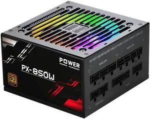 POINWER 850 Watt Power Supply 80 Plus Gold - Silent 12cm RGB Fan, Full Modular, Active PFC, 105degC Capacitor - High-Performance 850W PSU for Gaming & ATX Case Computers, 5 Year Warranty
