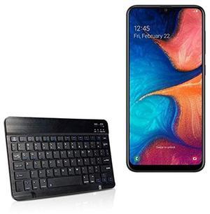 BoxWave Keyboard Compatible with Samsung Galaxy A20 - SlimKeys Bluetooth Keyboard, Portable Thin with Chiclet-Style Keys - Jet Black