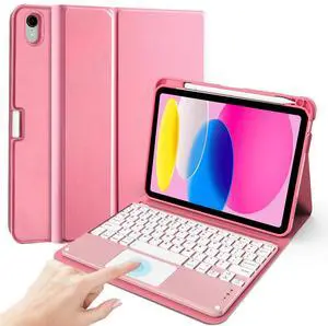 ProCase for iPad 11th / 10th Generation Case with Keyboard, Magnetically Detachable Wireless Keyboard with Multi-Touch Trackpad for iPad (A16) 2025 /10th Gen 2022 -Pink