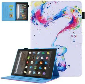 Dteck for Fire Max 11 Tablet Protective PU Leather Folio Stand Case with Auto Sleep Wake, 4 Card Slots, Lightweight Cute Elephant Case