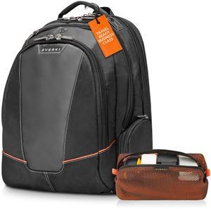 Everki Flight Business Laptop Backpack (EKP119) with Orange Accessory Pouch - Men's Backpack with 16" Compartment, 28.5L Capacity - Flight Business Backpack & Accessory Pouch Bundle