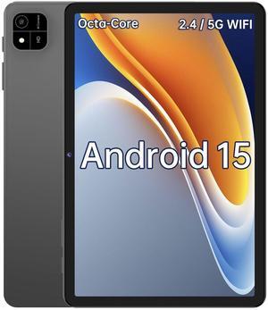 Tablet 10.1 inch, Android 15 Tablet with Octa-Core Processor 12GB RAM 64GB ROM, LCD Touchscreen, 6000mAh, WiFi 5, BT 5.0, Dual Camera, Widevine L1 Google Tablets 2025 (Gray)