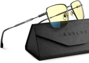 ANYLUV Blue Light Glasses Men Woman, Lightweight Metal Gaming Glasses, Anti Eyestrain Blocking Eyeglasses