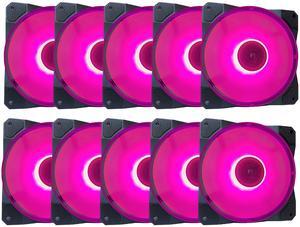 APEVIA CO1012L-PK Cosmos 120mm Pink LED Ultra Quiet Case Fan with 16 LEDs & Anti-Vibration Rubber Pads (10 Pack)