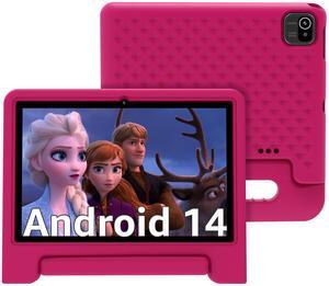 ApoloMedia Kids Tablet 10 inch, Upgraded Android 14 Tablet for Kids Ages 4-12, Octa-Core Tablets with Case, 64GB Storage(TF Expand 1TB), Pre-Installed Google Kids Space, Parental Control (Red)