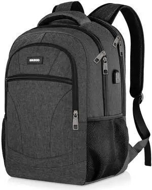 Backpack for Men and Women, Backpacks for School Teen Boys, Colleges Water Resistant Back Pack with USB Charging Port, Sturdy Computer Bag Gifts Fits 15.6 Inch Laptop, Black