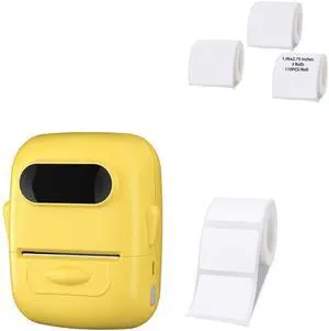 BrokSilent P50 2 Inch Portable Thermal Label Maker with 1 Roll White 1.57"x1.18"(40 x 30mm) and 3 Roll White 1.96"x2.75"(50 x 70mm) Label Tapes, Bluetooth Label Printer Compatible with iOS&Android