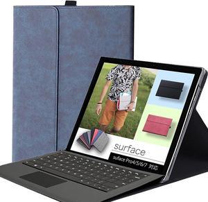 Protective Case for Surface Pro 7/Pro 6/Pro 5/Pro 4 Tablet,Surface12.3 Inch Case, Compatible with Type Cover Keyboard, Business Cover with Pen Holder,Blue