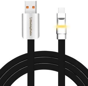 chubbycable Neon Chubby - Fast Charge Cable with Smart Light RGB Color Gradual Light Up LED USB Charging Cable, Black, USB-A to Type-C, 0.82 FT