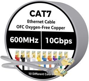 Cat 7 Ethernet Cable 100 FT, 10Gbps High Speed Internet Cord, SFTP Shielded, OFC Pure Copper, CAT7 RJ45 LAN Network Cable Compatible with PC, Laptop, PS5, Xbox Modem, Router, PoE, Grey Cable Cat 7 Ethernet Cable 100 FT, 10Gbps High Speed Internet Cord, SFTP Shielded, OFC Pure Copper, CAT7 RJ45 LAN Network Cable Compatible with PC, Laptop, PS5, Xbox Modem, Router, PoE, Grey Cable
