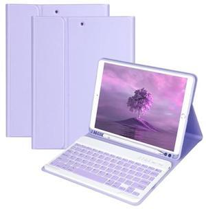Keyboard Case for iPad 9th/8th/7th Generation 10.2", for iPad 9th Generation Case With Magnetic Detachable Wireless Keyboard, Auto Sleep/Wake Function,for iPad Pro 10.5"/iPad Air 3rd Gen(Light Purple)