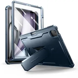 Dexnor for iPad Air 13 Inch Case 2025/2024 (M3/M2) with Pencil Holder, [Built-in Screen Protector & Multi-Angle Kickstand] Heavy Duty Shockproof Full Body Protective Cover for iPad Air 13, Blue