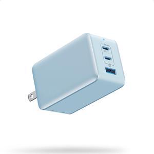 130W USB C Charger Block,GaN 3-Port Compact Wall Charger,Foldable Fast Charging Station,PD 65W USB C Laptop Charging for MacBook Pro/Air, Dell XPS, iPhone 16/15/14/13,iPad Pro,Galaxy S24-Light Blue