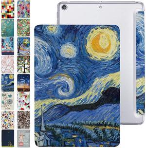DuraSafe Cases for iPad 9.7 Air 2nd Generation [ Air 2 2014 ] A1566 A1567 MH2V2LL/A MH2W2LL/A MH2U2LL/A MGLW2LL/A MGL12LL/A MH0W2LL/A Trifold Printed PC Lightweight Clear Back Cover - Starry Night