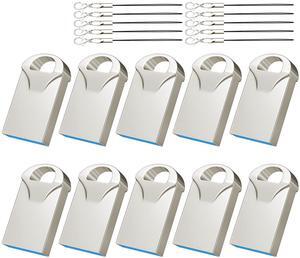 EASTBULL Mini Metal Flash Drive Bulk 32GB Small USB 10 Pack with Lanyards USB 2.0 Thumb Drive Bulk Jump Drive Pen Drive Memory Stick for Storage and Backup 32GB 10 Pack, Metal