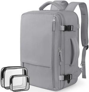 Travel Backpack for Women Men, Carry On Backpacks Expandable 40L Personal Item Bag, 17.3 Inch Laptop Bag, Waterproof Backpack Flight Approved, Nurse Casual Daypack for School, Business, College, Grey