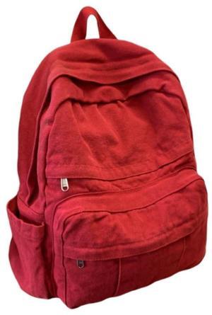 GAMLFL Burgundy Red Canvas Backpack for Women Retro Aesthetic Rucksack Basic Backpack for High School/College Students Travel Laptop Bag