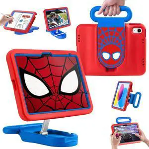 Compatible with ipad A16 11-inch 11th Generation/Air 6 /Air 7 /ipad 10th Gen 10.9 Inch 2022, Adjustable Portrait/Drop Proof with Handle,Kids Case for Compatible with11 Inch Case (Red Spider)