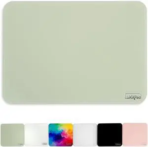 Glassboard Studio LuxxPad Glass Mouse Pad - Mouse Pad Gaming and Dry Erase Note Taking Pad, Tempered Strong Glass with Rubber Non-Slip Feet for Gaming & Work (Sage, 10" x 14")
