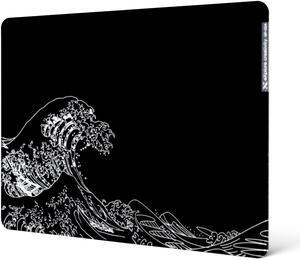 XVX Black Kanagawa Glass Mousepad 4.0, Hard Mouse Pad for Gaming, Ultra-Smooth Micro-Etched Surface Mouse Mat with Non-Slip Rubber Base(410mm*310mm)