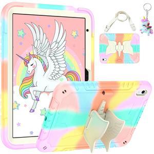 HOGENL Case for iPad A16 11th Generation 11 Inch 2025 for Kids Girl with Pencil Holder, Cover for iPad 10th Generation 10.9 2022 Inch with Unicorn Kickstand & Strap, Heavy Duty Shockproof - Colourful