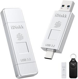 iDiskk SSD 1TB 500MB/S Fingerprint Encryption High Speed Flash Drive Photo Stick for iPhone 15/15 Plus/15 Pro/15 Pro Max,USB C iPad, MacBook,Laptops,Android &PC,ONE-Click Backup Photos &Videos