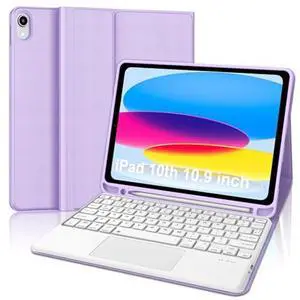 for iPad 11th Gen A16 11inch 2025 & 10th Gen 10.9 inch 2022 Case with Keyboard, Multi-Touch Trackpad, Detachable Wireless Bluetooth Keyboard, Thin & Light Folio Smart Cover Case, Rechargable, Purple