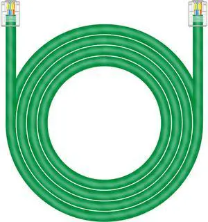 NECABLES CAT5E RJ11 Data Cable DSL Cable 50ft Heavy Duty High-Speed for DSL Modem UTP Compatible with ATT RJ11 6P4C Male to Male Green - 50 Feet